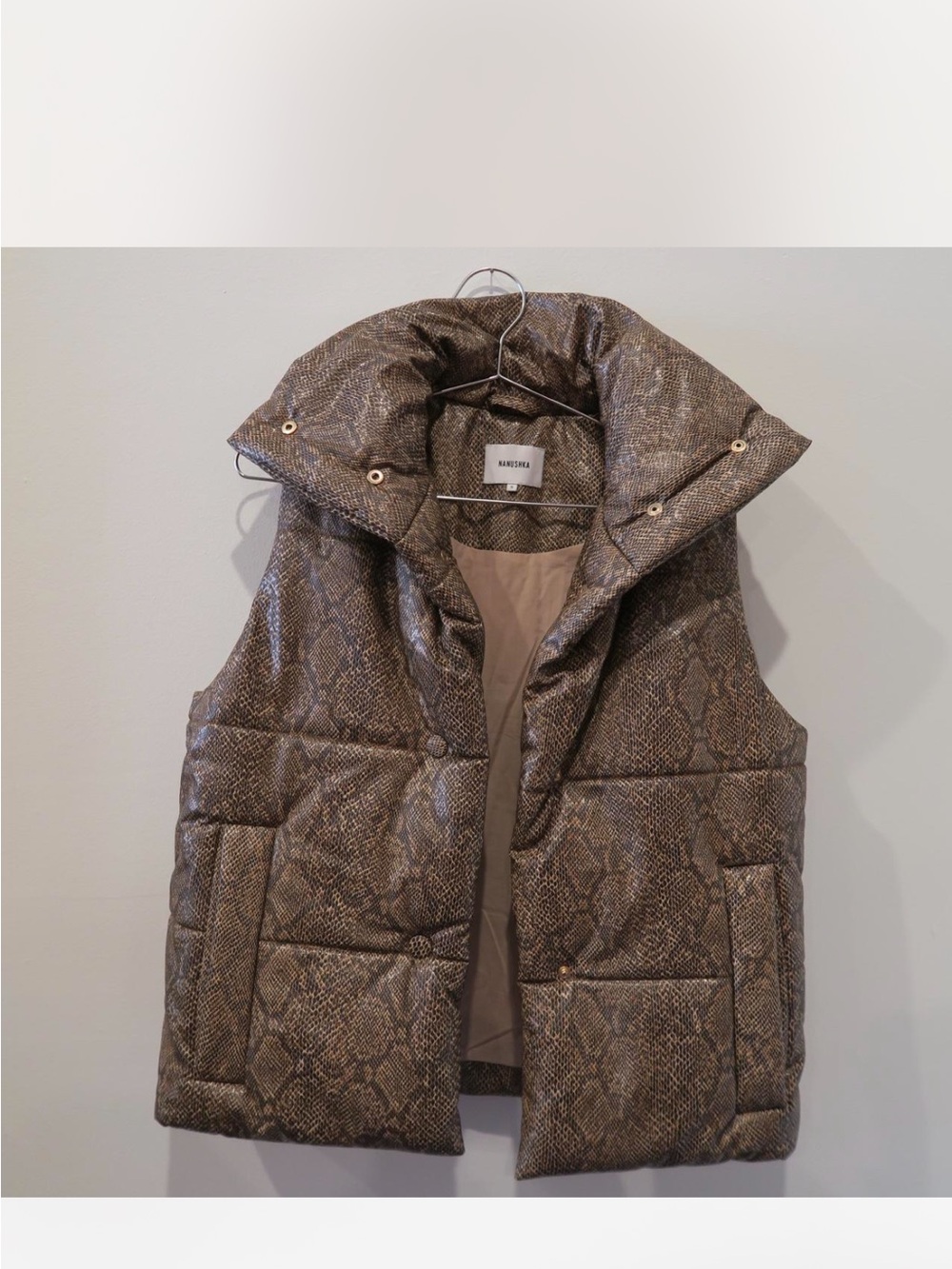 Nanushka Snake-Print Puffer Vest